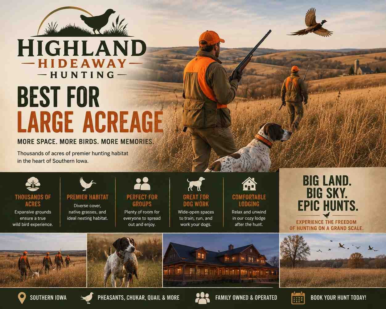 Highland Hideaway Hunting — Best for Large Acreage
